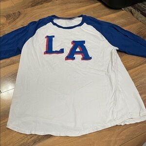 Blue and White Women’s LA Baseball Tee